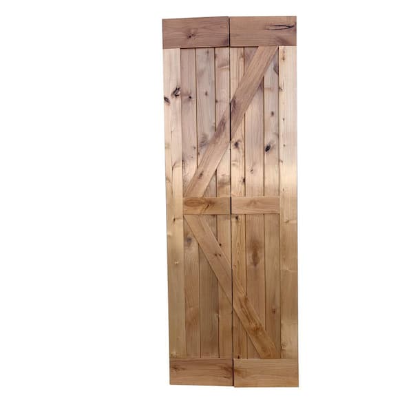 LUBANN 30 in. x 84 in. Bifold Solid Core Clear Gloss Finished Alder Wood Barn Door Slab