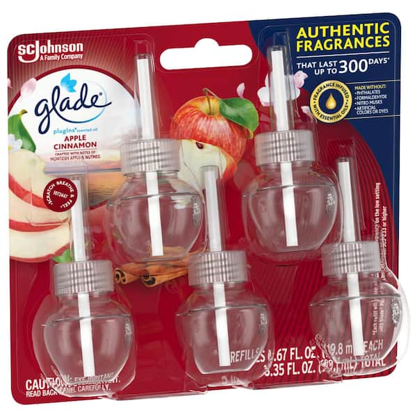 Glade 3.35 fl. oz. Apple Cinnamon Scented Oil Plug-In Air Freshener Refill  (5-Count) 315179 - The Home Depot