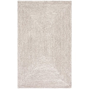 Abstract Ivory/Black 5 ft. x 8 ft. Concentric Geometric Area Rug