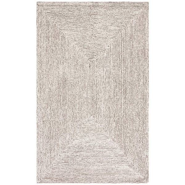 SAFAVIEH Abstract Ivory/Black 5 ft. x 8 ft. Concentric Geometric Area ...