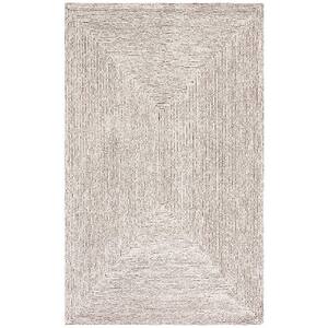 Abstract Ivory/Black 6 ft. x 9 ft. Concentric Geometric Area Rug