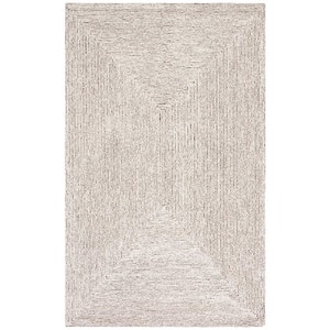 Abstract Ivory/Black 6 ft. x 9 ft. Concentric Geometric Area Rug