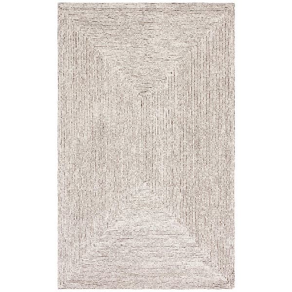 SAFAVIEH Abstract Ivory/Black 6 ft. x 9 ft. Concentric Geometric Area Rug