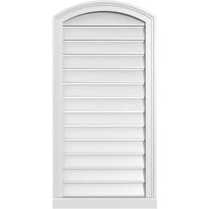 20 in. x 38 in. Arch Top Surface Mount PVC Gable Vent: Decorative with Brickmould Sill Frame