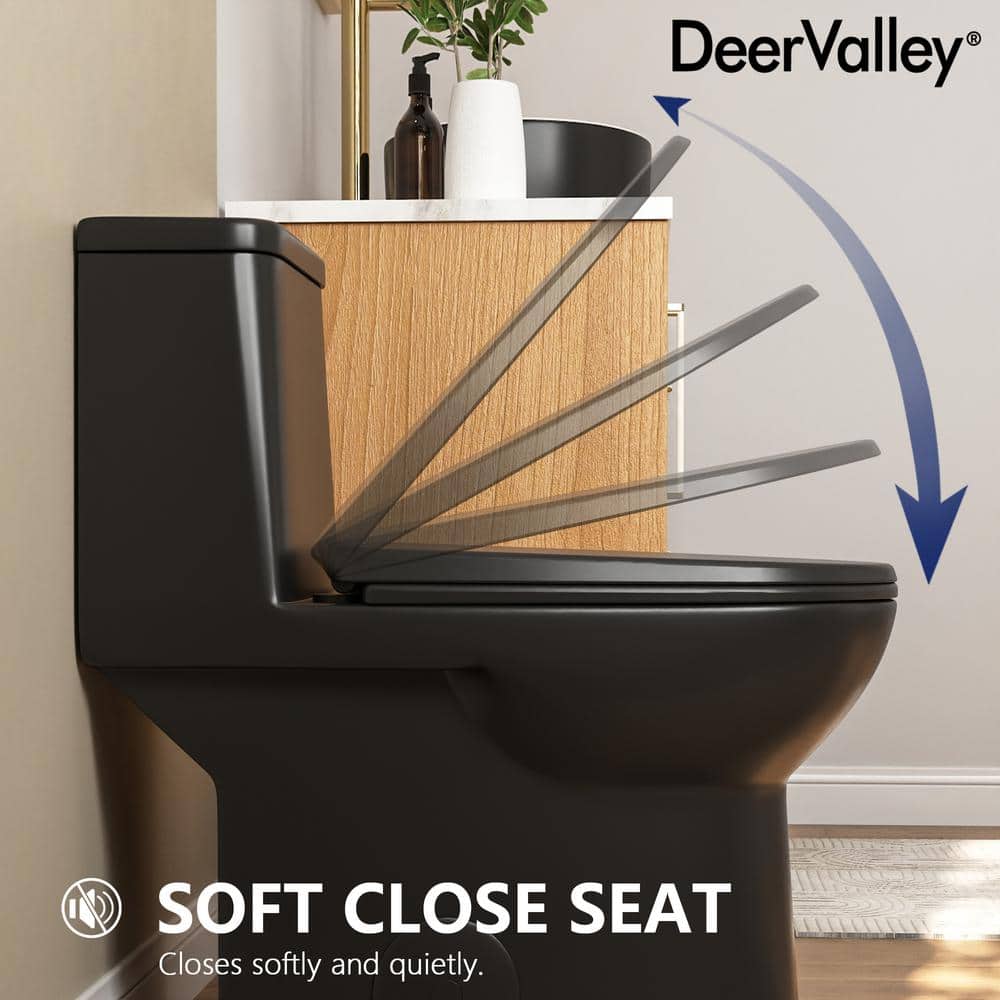Black Elongated One-Piece High Efficiency Dual Flush Toilet
