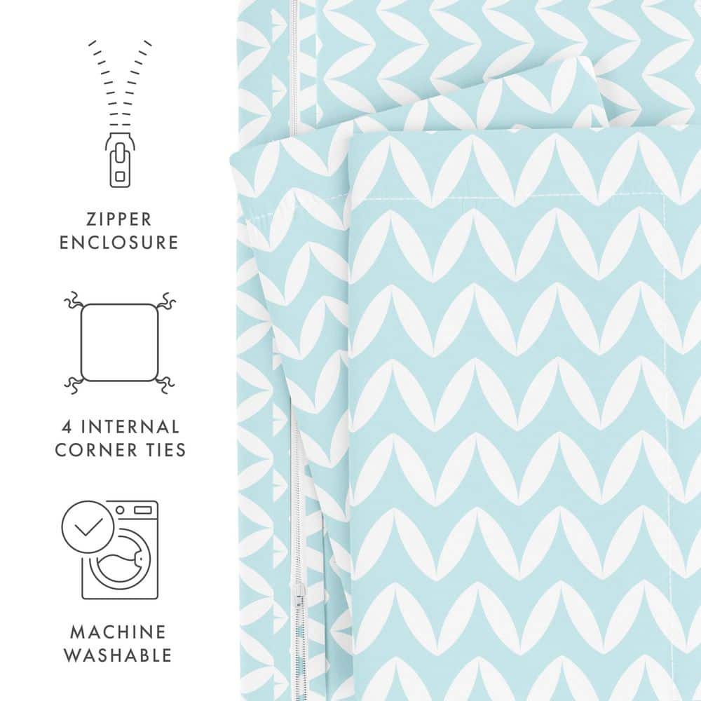 Light Green Chevron Pattern King Duvet Cover Set