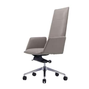 Cid Gray Faux Leather Modern Office Chair with Knee Tilt and Sleek Tall Back