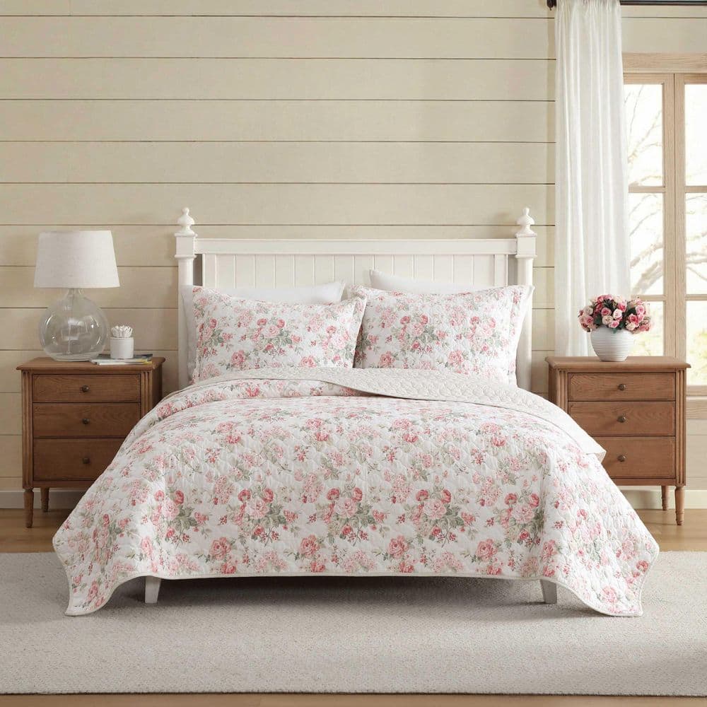 Rosemoore 3-Piece Pink/Green Cotton Percale Full/Queen Quilt Set price history on PriceWatchPro