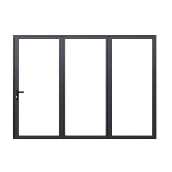 Teza 85 Series 96 in. x 80 in. Matte Black Left to Right Folding Aluminum Bi-Fold Patio Door