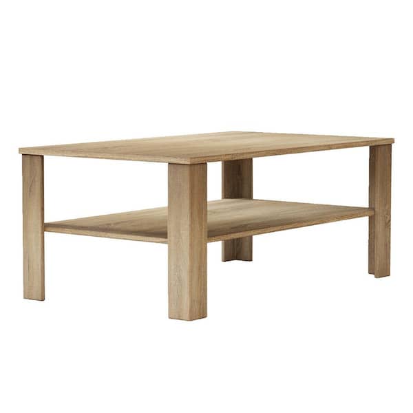 Light Brown Rectangle Wood Coffee Table, Ikea Wooden Coffee Table With Storage And Shelves