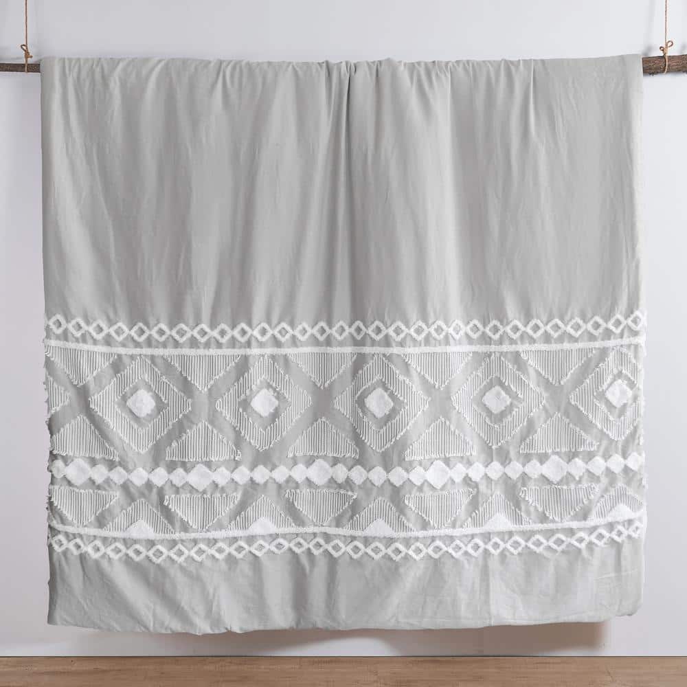 Harleson Cream and White Cotton Bohemian Duvet Cover Set