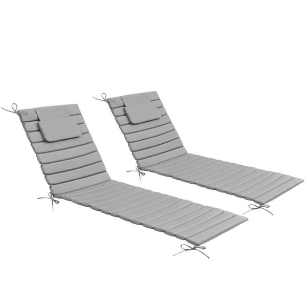Pellebant 26 in. x 79.9 in. Multi-Piece Outdoor Chaise Lounge Cushions with Headrest in Light Gray (2-Pack)
