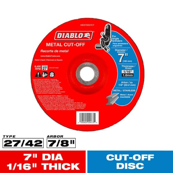 7 in. x 1/16 in. x 7/8 in. Metal Cut-Off Disc with Type 27 Depressed Center