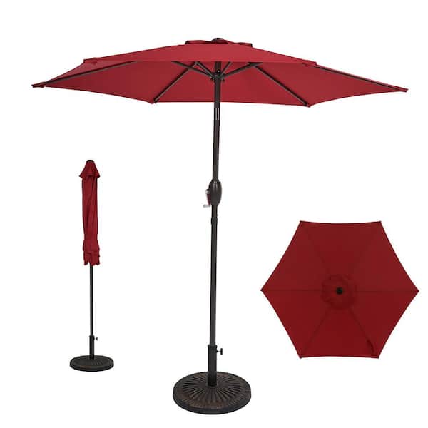 BANSA ROSE 7.5 ft. Patio Market Umbrellas,with Crank and Tilt Table Umbrellas,UV-Resistant Canopy in Red