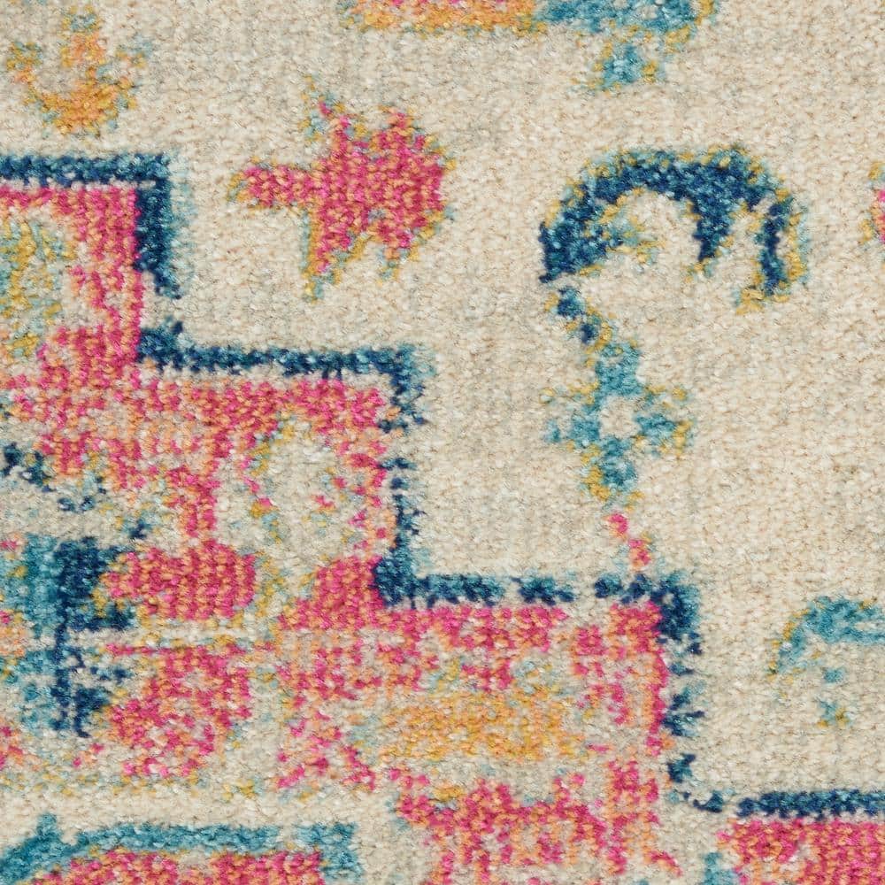 Passion Floral Symphony Blue Rectangular 6'7" x 9'6" Synthetic Rug
