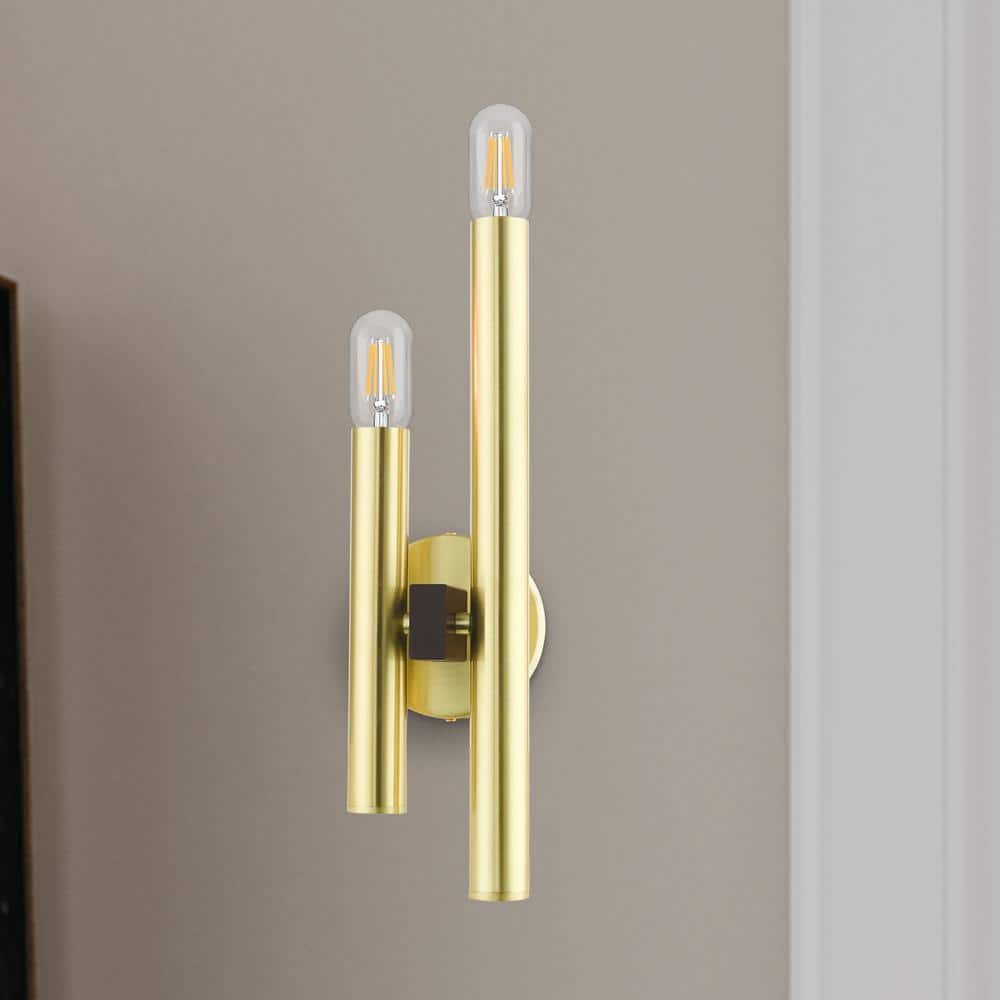 Helsinki Satin Brass and Bronze 2-Light ADA Wall Sconce