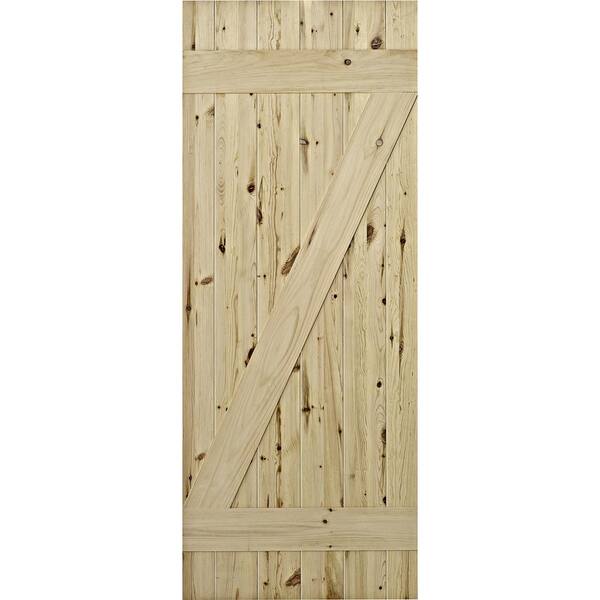 Colonial Elegance 37 in. x 84 in. Cellar Unfinished Z Laminated Knotty Pine Barn Door Slab