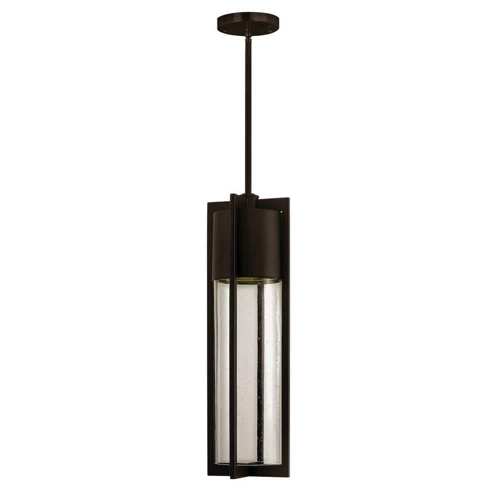 Buckeye Bronze Modern Outdoor Hanging Light with Clear Seedy Glass