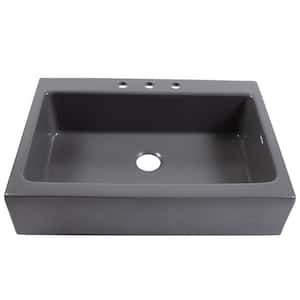 Josephine 34 in. 3-Hole Quick-Fit Farmhouse Apron Front Drop-in Single Bowl Matte Gray Fireclay Kitchen Sink