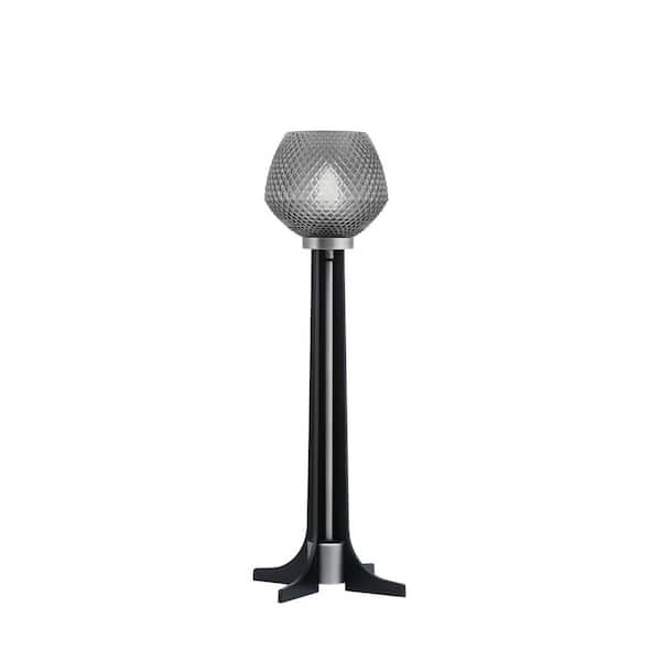 Unbranded Delgado 22 in. Graphite Matte Black Accent Lamp Smoke Textured Glass Shade