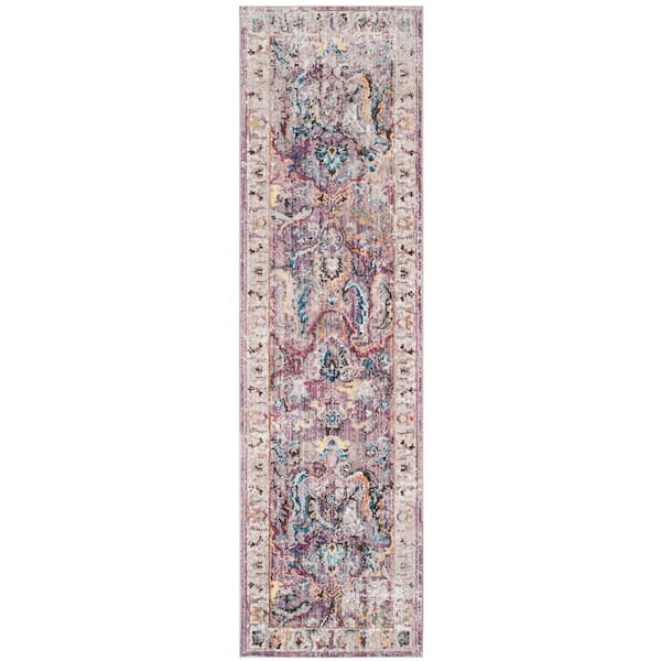 Bristol Lavender/Light Gray 2 ft. x 6 ft. Border Runner Rug
