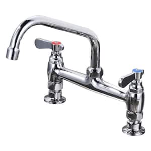 8 in. Double Handle Deck Mount Standard Kitchen Faucet in Chrome