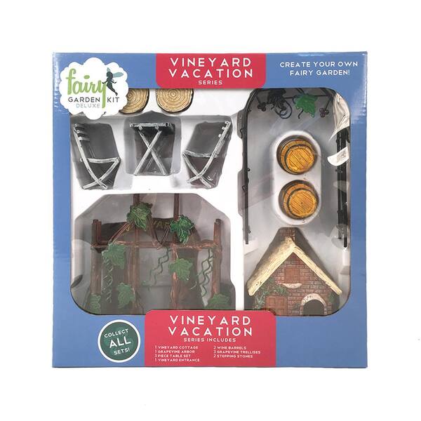 Arcadia Garden Products Vineyard Vacation Polyresin Fairy Garden Kit (13-Piece)