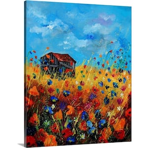 24 in. x 30 in. "Old Barn And Field Flowers" by Pol Ledent Canvas Wall Art