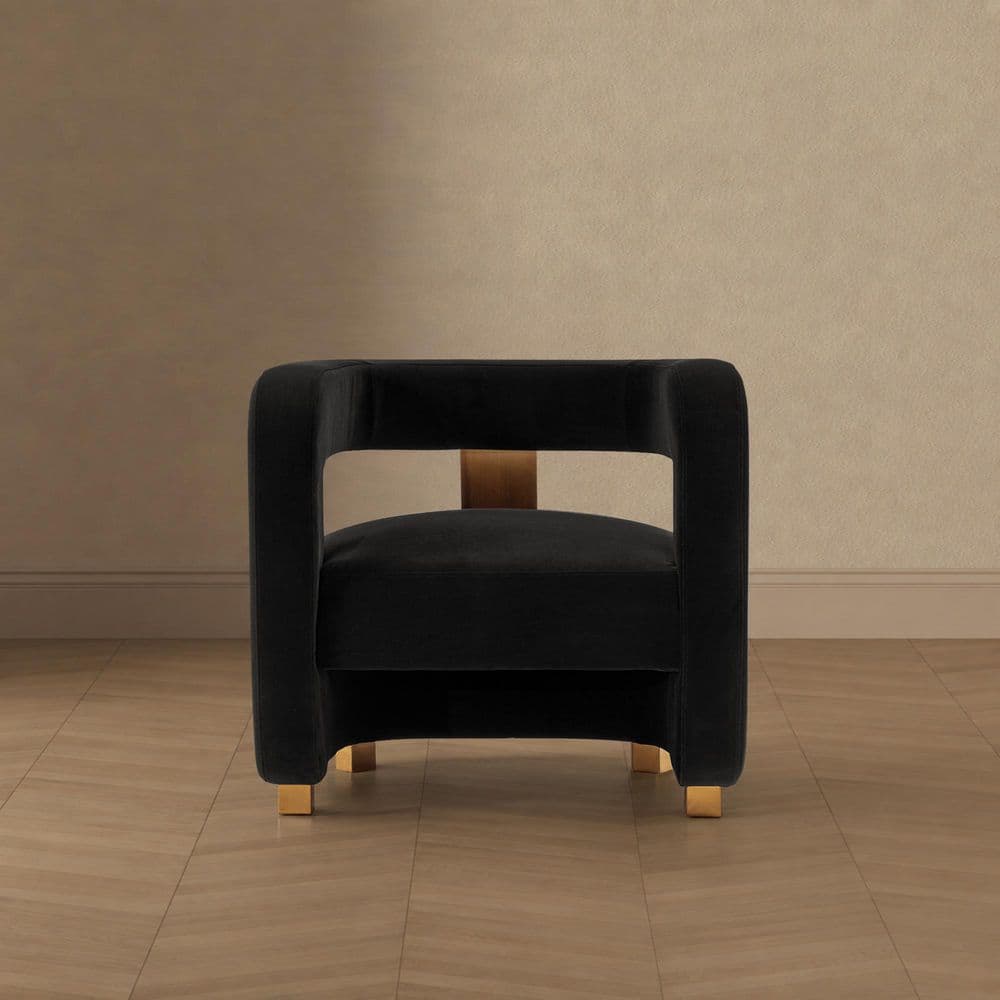 Amirah Black Modern Velvet Upholstered Accent Chair