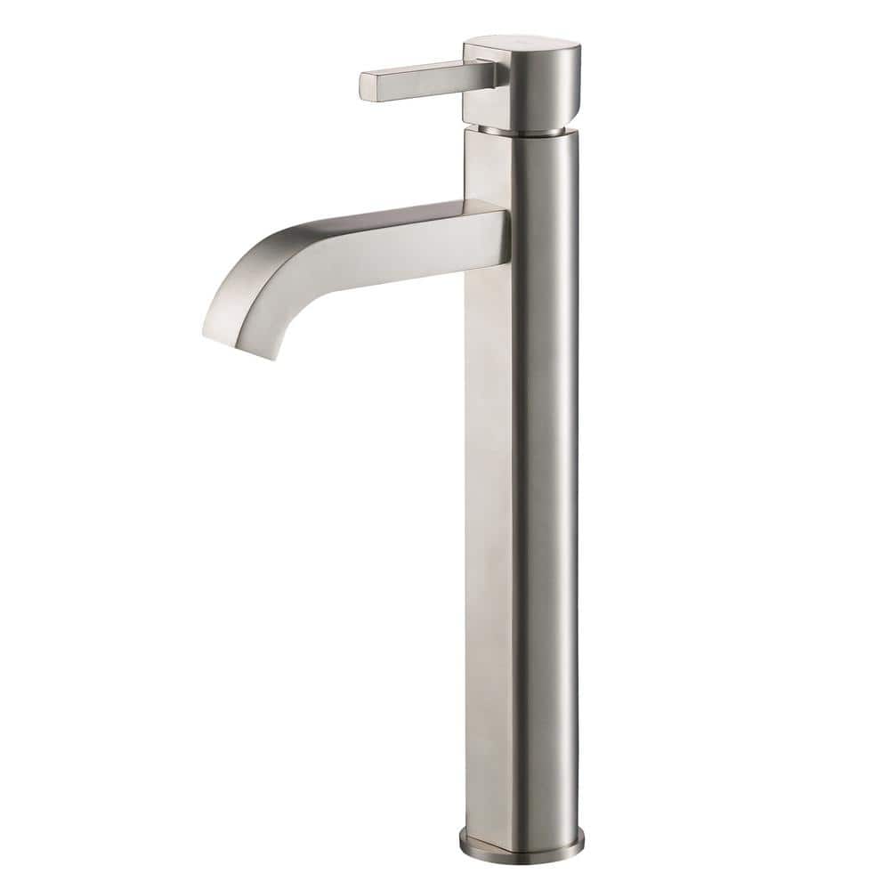 Satin Nickel Tall Vessel Single Hole Bathroom Faucet