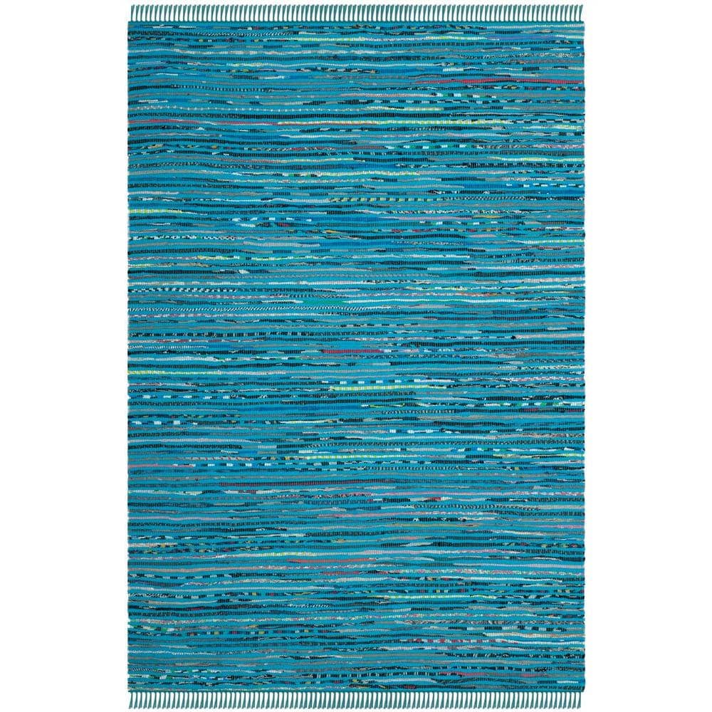 Handmade Light Blue Cotton Flat Woven Area Rug, 4' x 6'