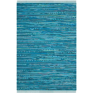 Rag Rug Turquoise/Multi 4 ft. x 6 ft. Gradient Solid Striped Area Rug