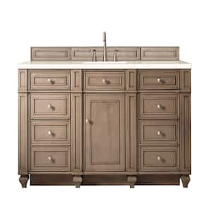 Bristol 60 in. W x 23.5 in. D x 34 in. H Single Bath Vanity in Whitewashed Walnut with Eternal Marfil Quartz Top