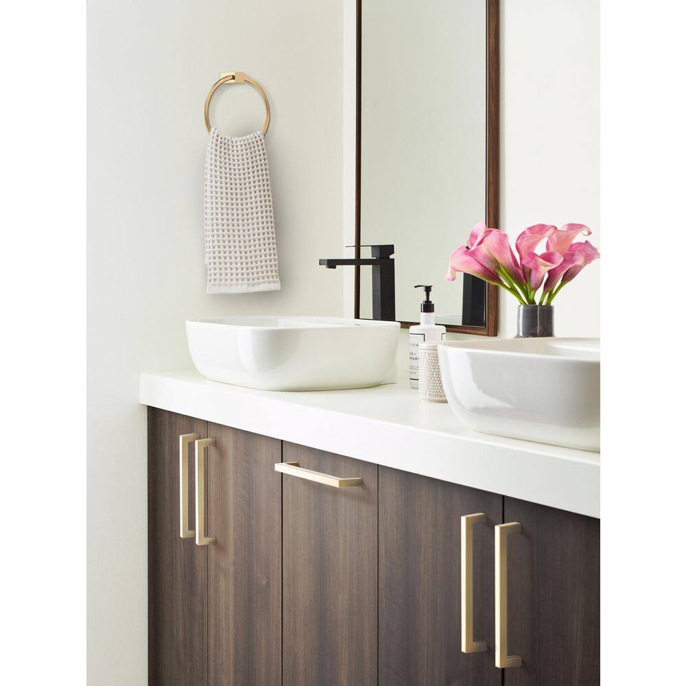 Champagne Bronze Modern Square Wall Mounted Towel Ring