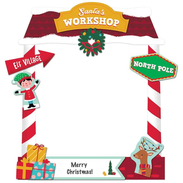 Amscan 35 in. x 30 in. Multi-Color Corrugate Plastic Christmas North Pole Customizable Giant Photo Prop (15-Pieces)