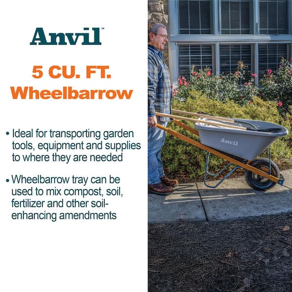 Anvil 5 cu. ft. Poly With Wood Handles 35285 - The Home Depot