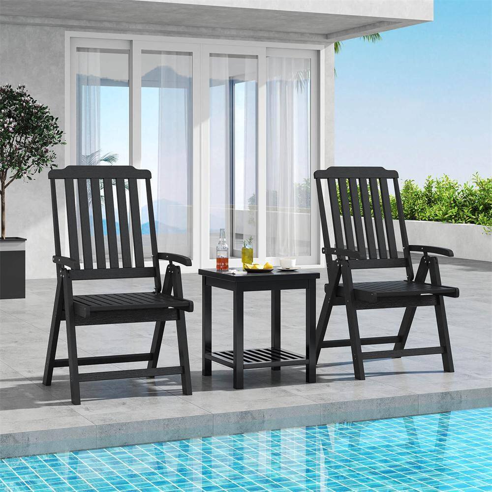 Foldable Patio Chair with Armrest, Curved Back, Slatted Seat for Backyard Deck Black price history on PriceWatchPro