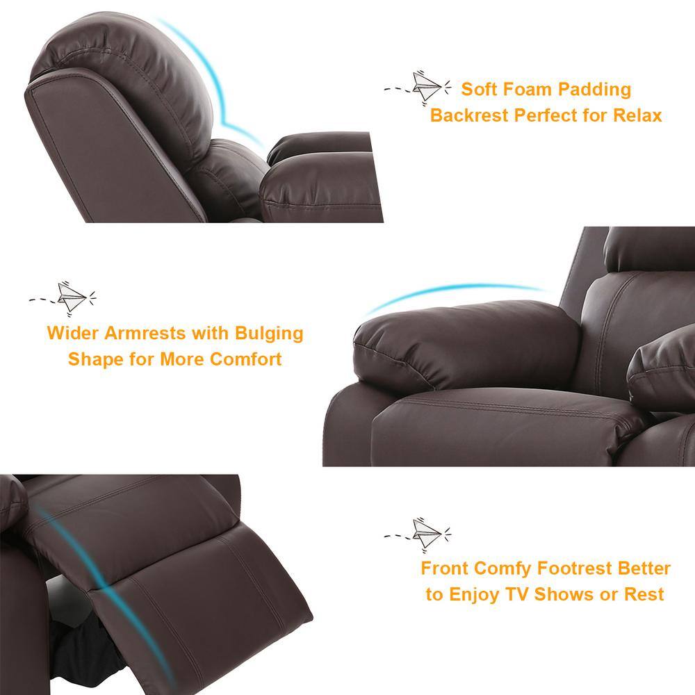 Brown Faux Leather Kids Recliner Armchair with Storage