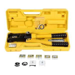 12T Hydraulic 8AWG-250MCM Cable Crimping Tool 0.55 in. Stroke Hydraulic Lug Crimper Crimper with 8 Pairs of Die Sets