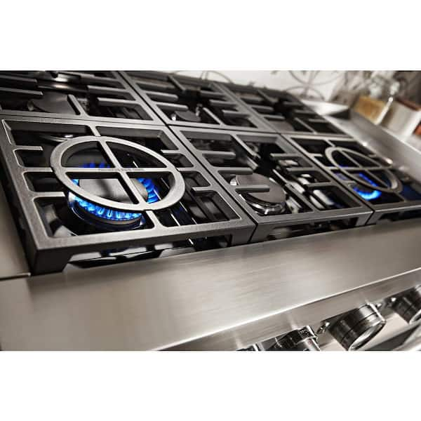 KitchenAid 30 in. 6.7 cu. ft. Convection Double Oven Freestanding Dual Fuel  Range with 5 Sealed Burners & Griddle - Stainless Steel