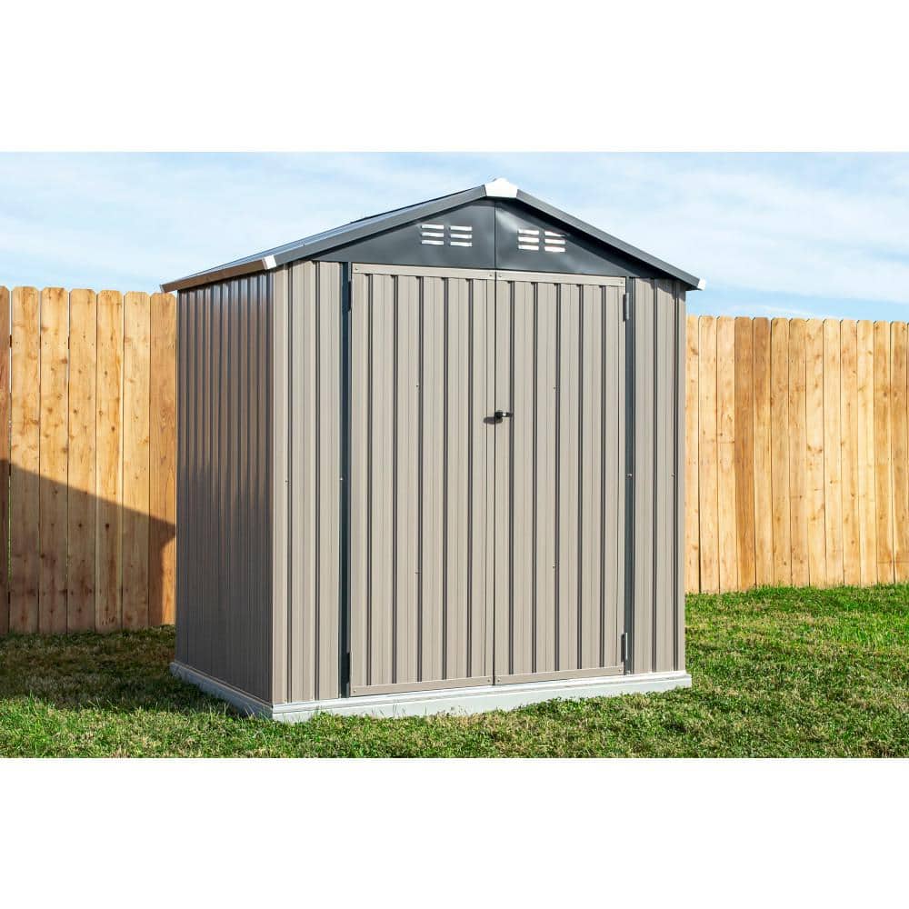 6 ft. x 4 ft. Tan and Brown Metal Storage Shed