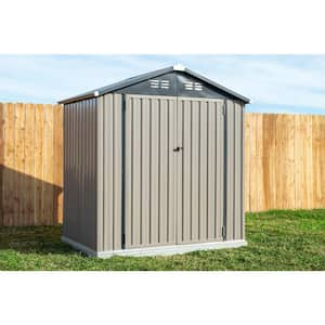 6 ft. x 4 ft. Tan Metal Storage Shed With Gable Style Roof 22 Sq. Ft.