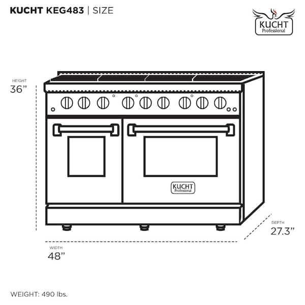 Gemstone 48 in. 6.7 cu. ft. 8 Burners Propane Gas Range with Two Ovens - One Convection - in Titanium Stainless Steel