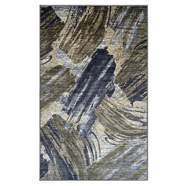 Xander 4 ft. x 6 ft. Brown-Beige Modern Abstract Indoor Non-Slip Area Rug