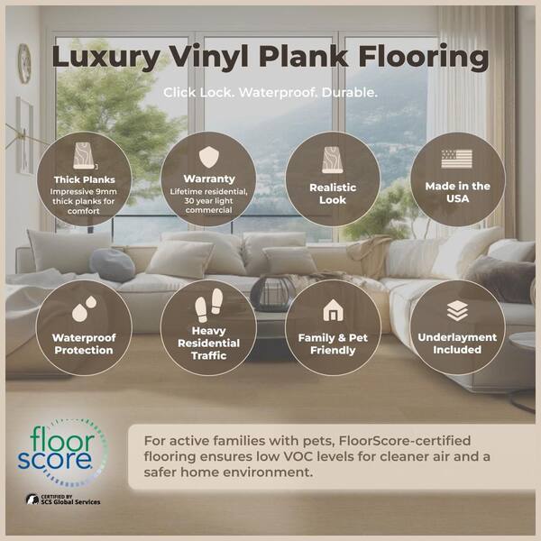 A&A Surfaces - Maldenwood 30 MIL x 9 in. W x 48 in. L Waterproof Click Lock Luxury Vinyl Plank Flooring (17.96 sq.ft./Case)