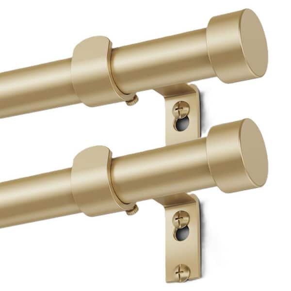 2-Piece 18 in. to 42 in. Iron Adjustable Tension Shower Curtain Rod with End Cap Style Design in Gold, Up to 30 lbs.
