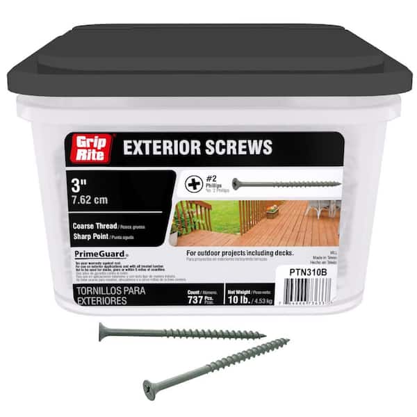 #9 x 3 in. #2 Phillips Bugle Head Coarse Thread Coated Exterior Wood Deck Screws 10 lb. Box