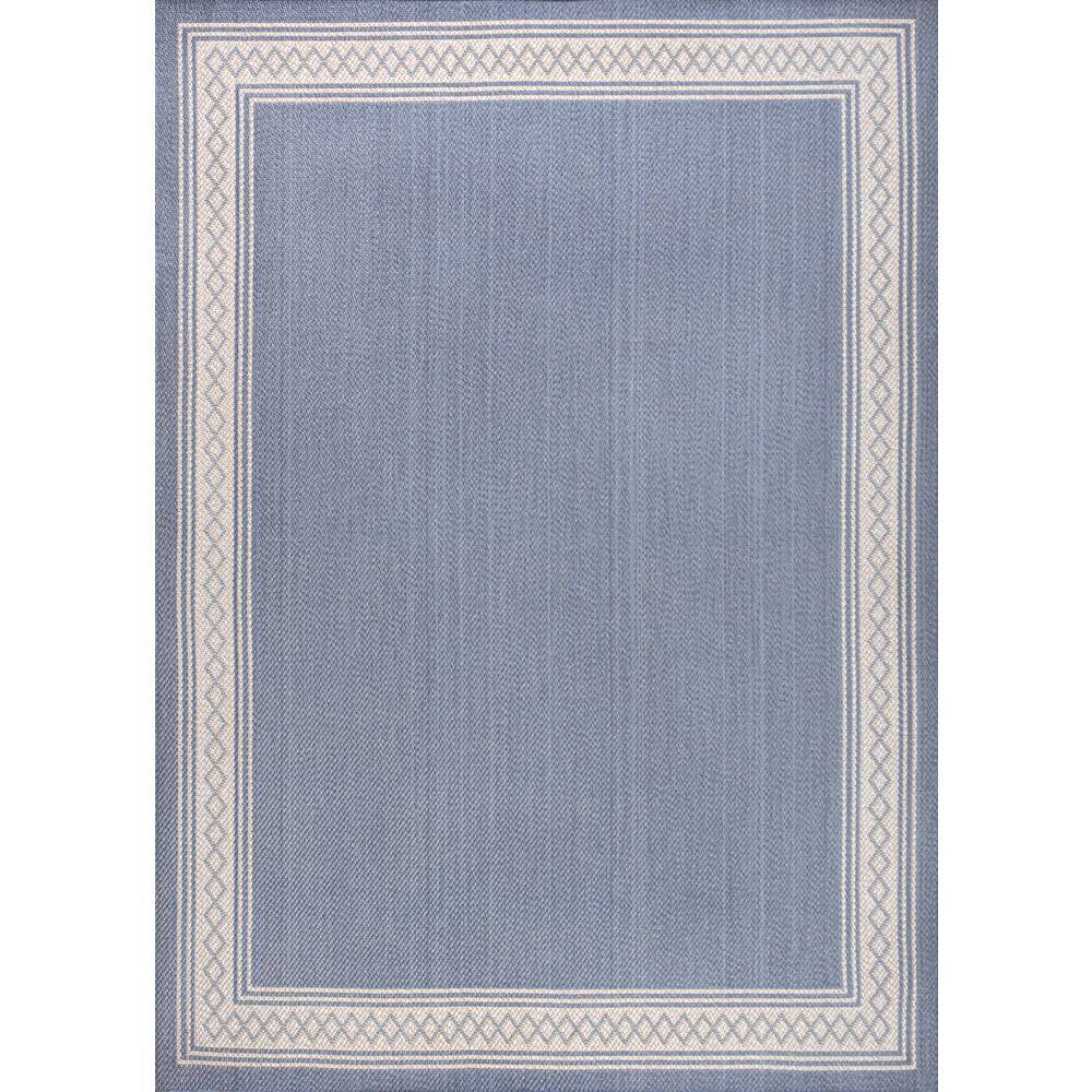 Lucia 3' x 5' Blue Synthetic Diamond Border Area Rug