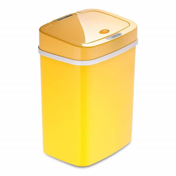 Unbranded 3 Gal. Yellow Automatic Touchless Infrared Motion Sensor Plastic Trash Can