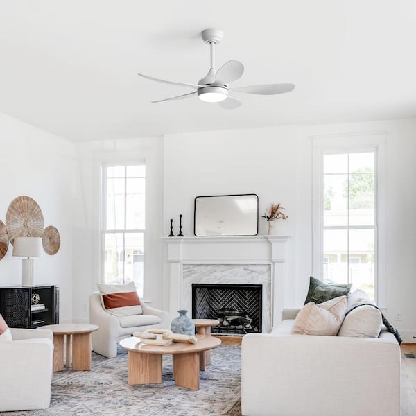 42 in. Integrated LED Indoor/Outdoor White Ceiling Fan With Light Kit and Remote Control, Reversible DC Motor